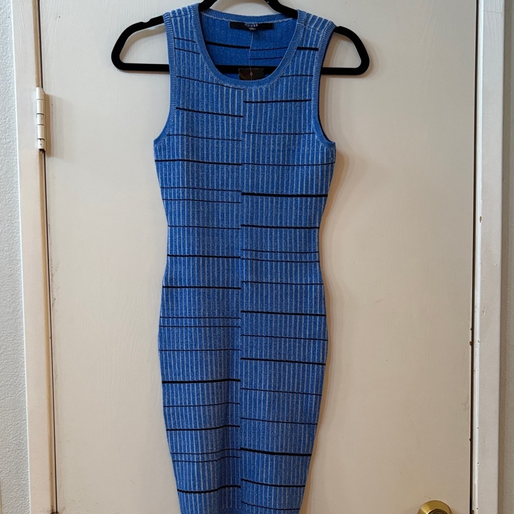Guess Sleeveless Blue Striped Dress